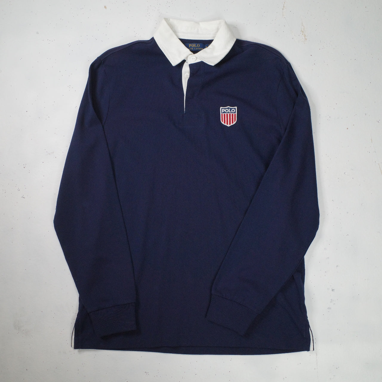 NWT Ralph Lauren Polo Sport K Swiss Embroidered Navy Rugby Polo Mens Medium