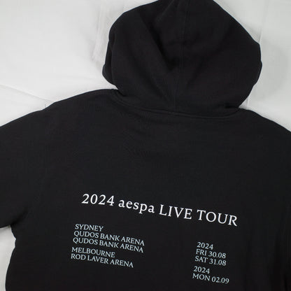 aespa SYNK Parallel Line Australia Tour Dateback Black Hoodie Large