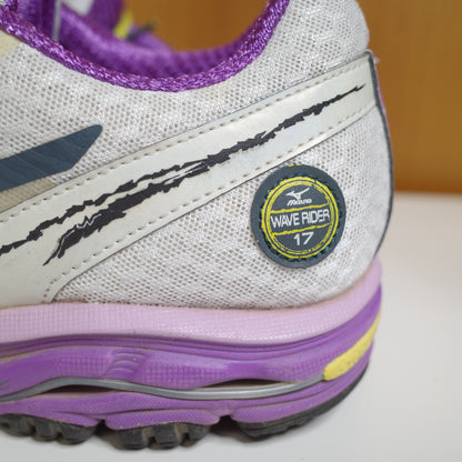 Mizuno Women's Size 10 Wave Rider 17 Running Shoes White Black Purple