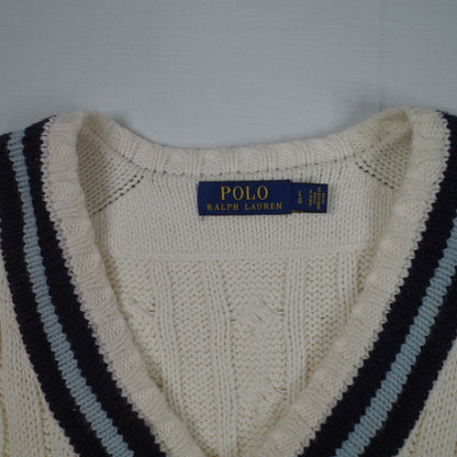Polo Ralph Lauren Sweater Cable Knit Vest Cricket Tennis Cotton Large