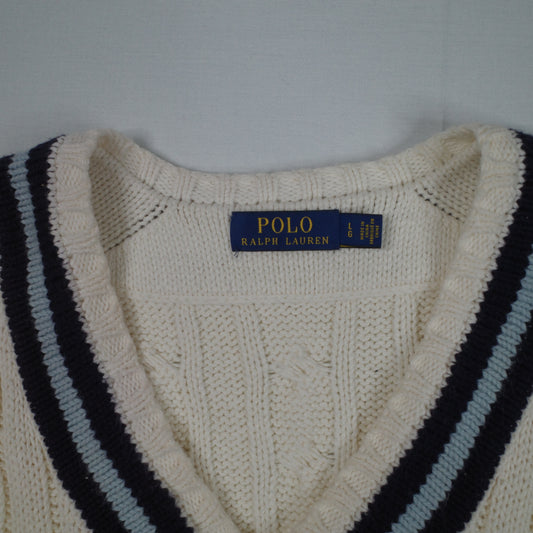 Polo Ralph Lauren Sweater Cable Knit Vest Cricket Tennis Cotton Large