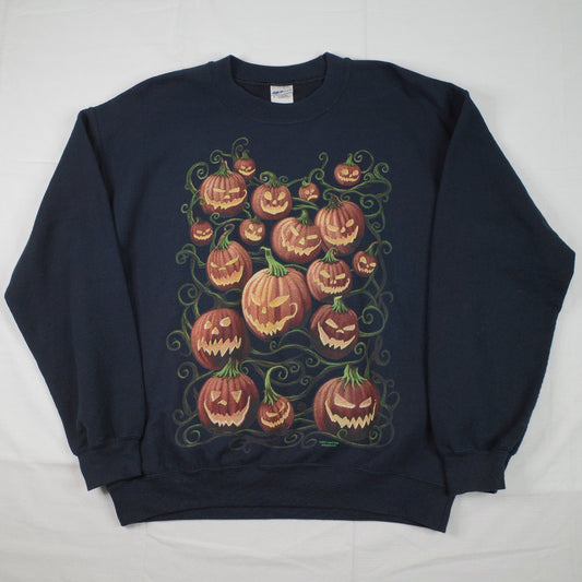 Halloween Spooky Pumpkin Graphic Print Crewneck Sweater Mens Medium