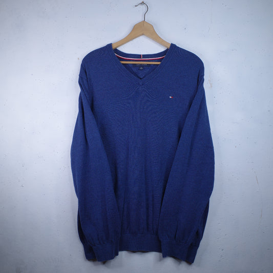 Tommy Hilfiger Sweater Cotton V Neck Navy Men's XXL