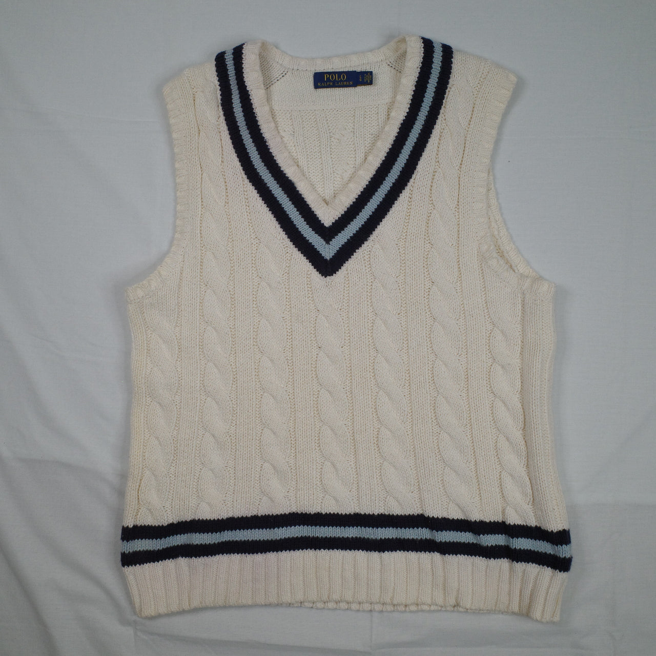 Polo Ralph Lauren Sweater Cable Knit Vest Cricket Tennis Cotton Large