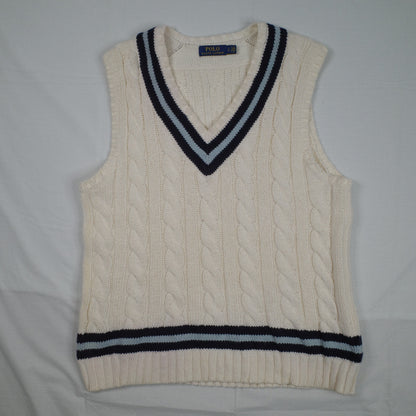 Polo Ralph Lauren Sweater Cable Knit Vest Cricket Tennis Cotton Large
