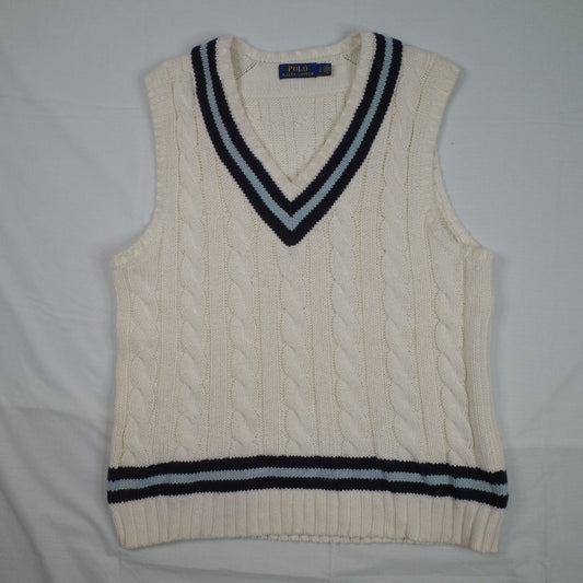 Polo Ralph Lauren Sweater Cable Knit Vest Cricket Tennis Cotton Large
