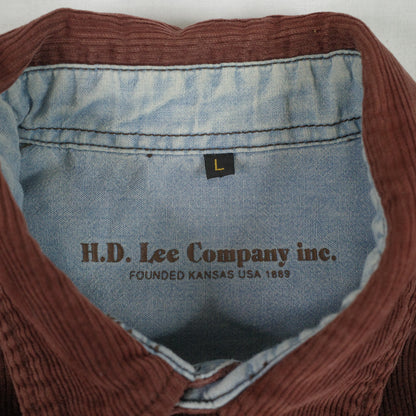 Lee Cord Button Up Long Sleeve Brown Shirt H.D Lee Company Mens Large