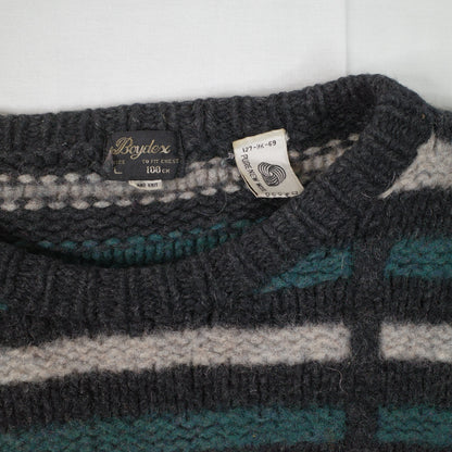 Coogi Style Boytex Pure Wool 90's Hand Made Knit Fleece Sweater Mens Large