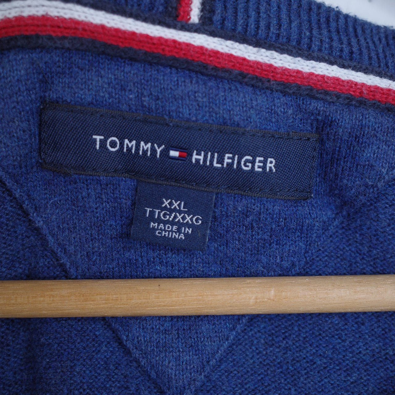 Tommy Hilfiger Sweater Cotton V Neck Navy Men's XXL