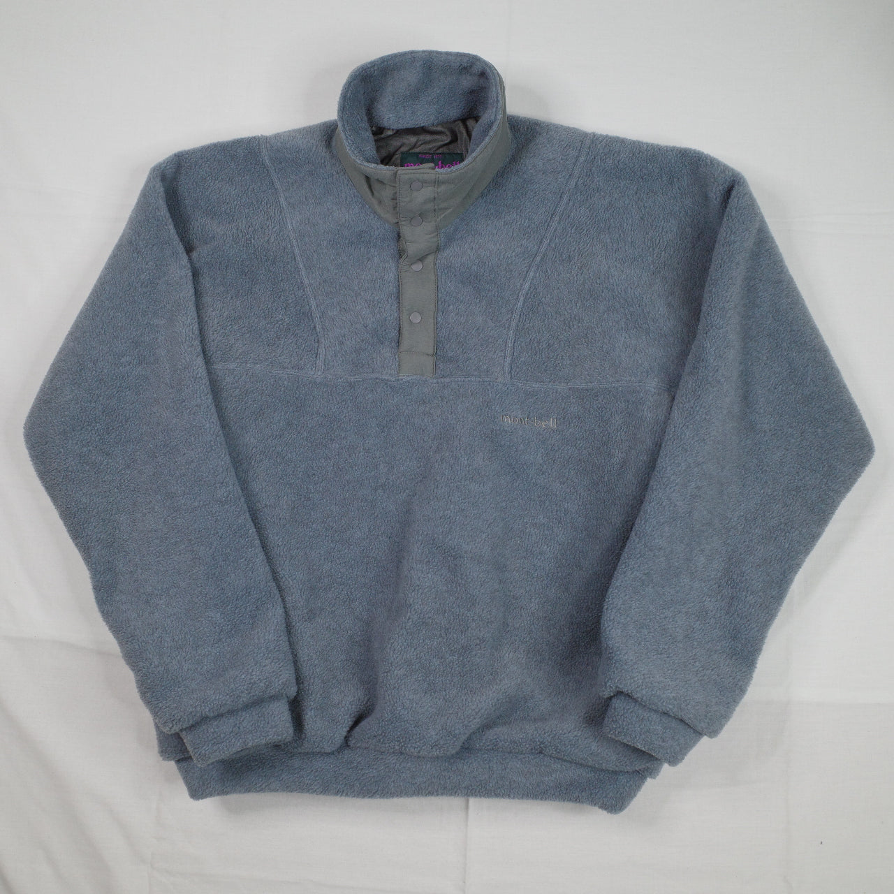 Montbell Polartec Fleece Quarter Snap Pullover Vintage Japan Made Light Blue Grey Womens Small
