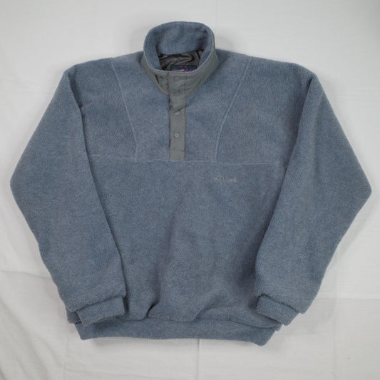 Montbell Polartec Fleece Quarter Snap Pullover Vintage Japan Made Light Blue Grey Womens Small