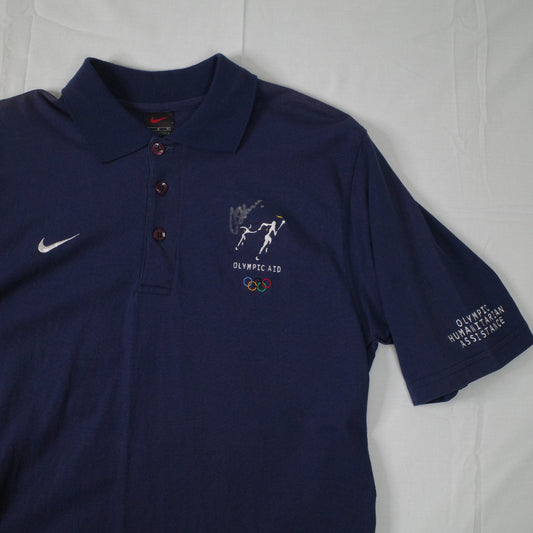 Vintage Nike Olympic Aid Polo Short Sleeve Australia Made Mens Medium SIGNED