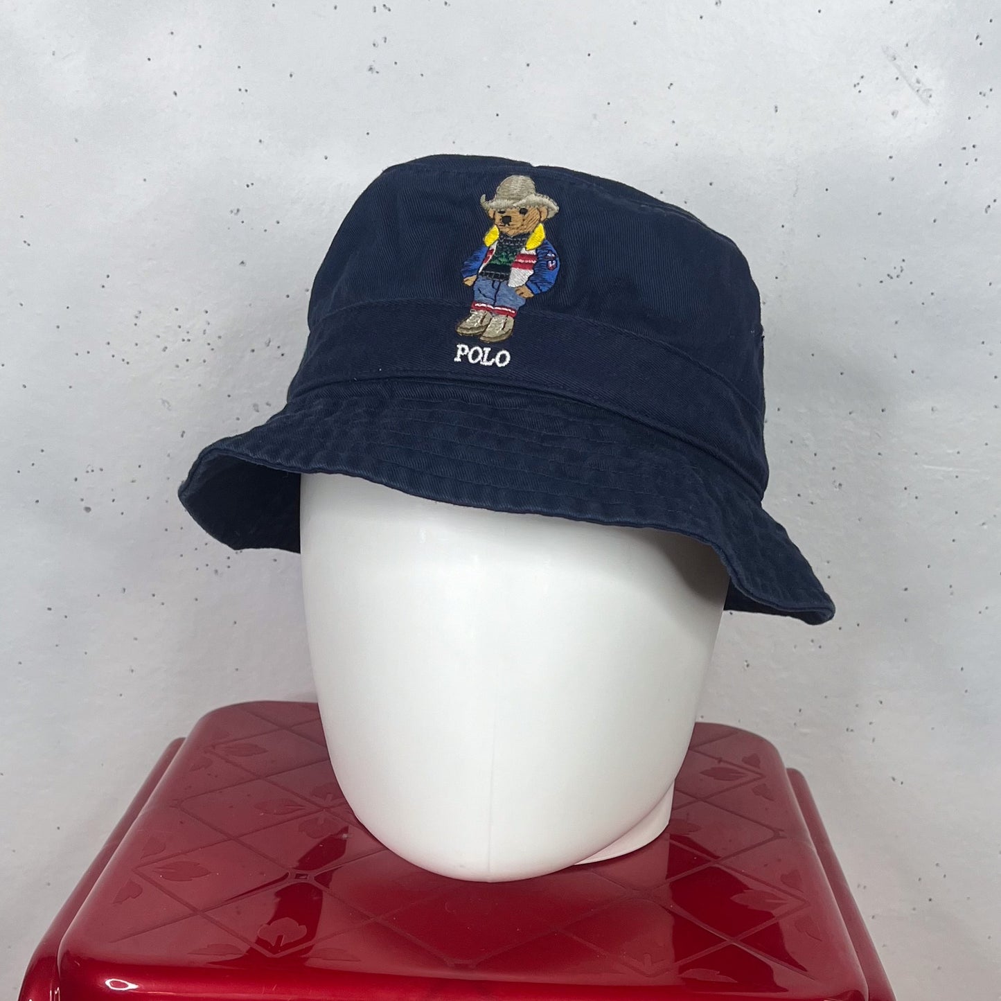 Ralph Lauren Rancher Polo Bear Navy Bucket Hat New (S/M)