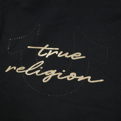 True Religion Women’s Black Full Zip Hoodie Womens Medium Gold Logo