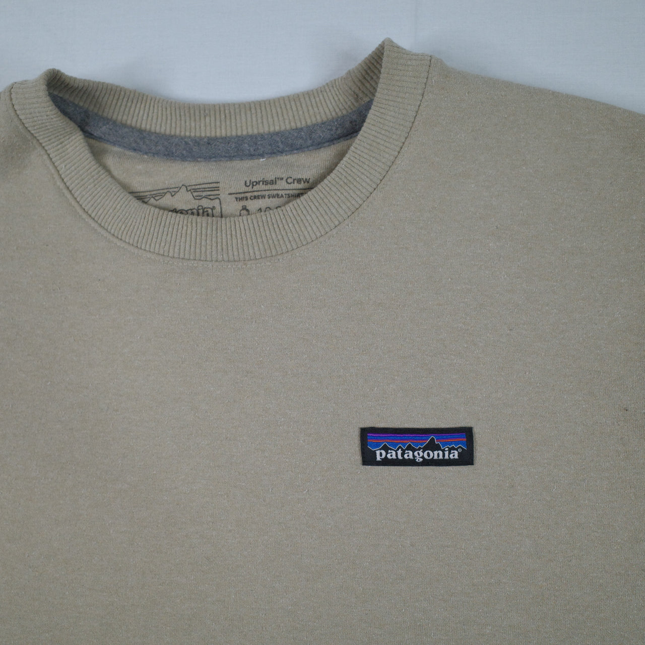 Patagonia Mens Sweater Uprisal P6 Label Crewneck Beige Medium