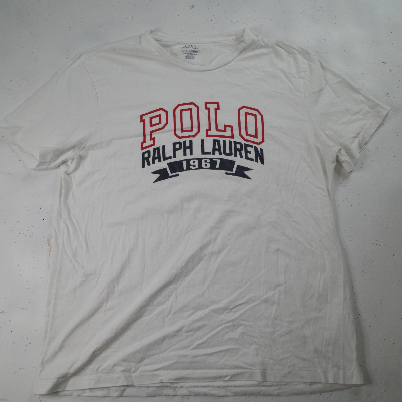 Polo Ralph Lauren Collegate 1967 White Custom Fit Men's XL T-Shirt