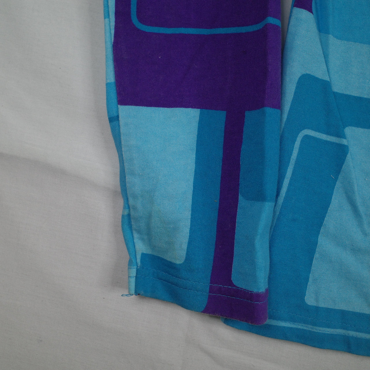 Vintage Hang Ten Retro Block Graphic Blue Purple Long Sleeve T Shirt Womens M