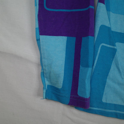 Vintage Hang Ten Retro Block Graphic Blue Purple Long Sleeve T Shirt Womens M