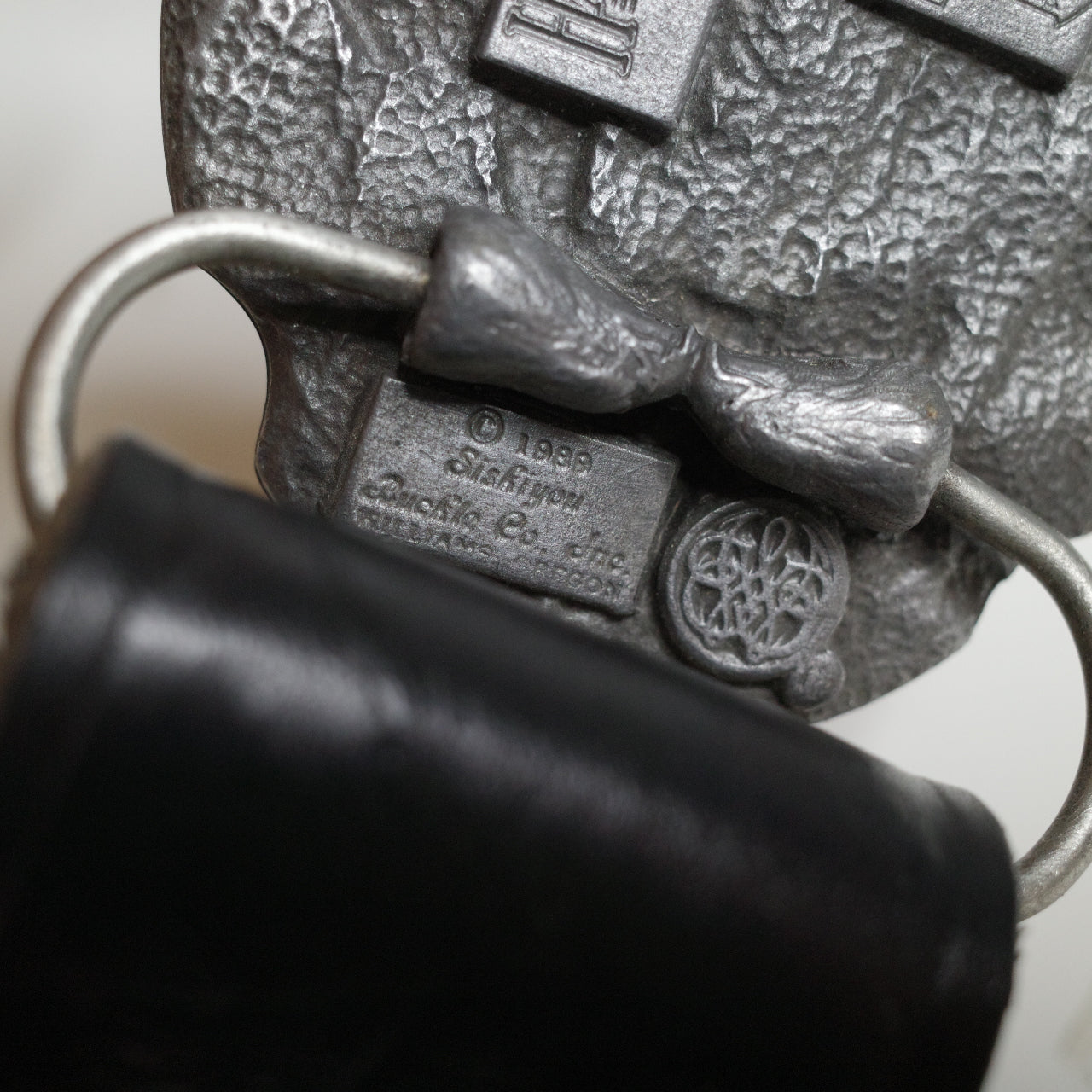 Harley Davidson 1989 Cycles Metal Belt Buckle USA Made Leather Embossed Belt Siskiyou