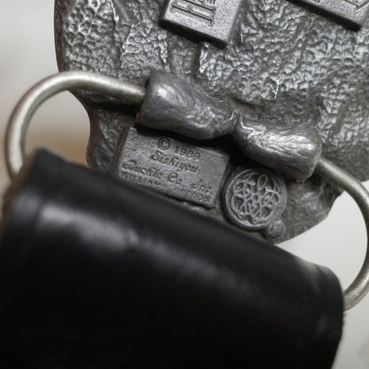 Harley Davidson 1989 Cycles Metal Belt Buckle USA Made Leather Embossed Belt Siskiyou