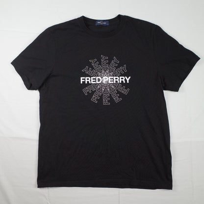 Fred Perry Mens T-Shirt Black Circle Repeat Logo Large