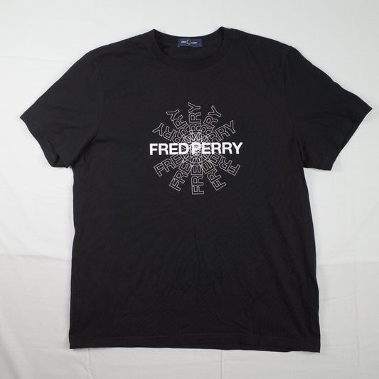 Fred Perry Mens T-Shirt Black Circle Repeat Logo Large