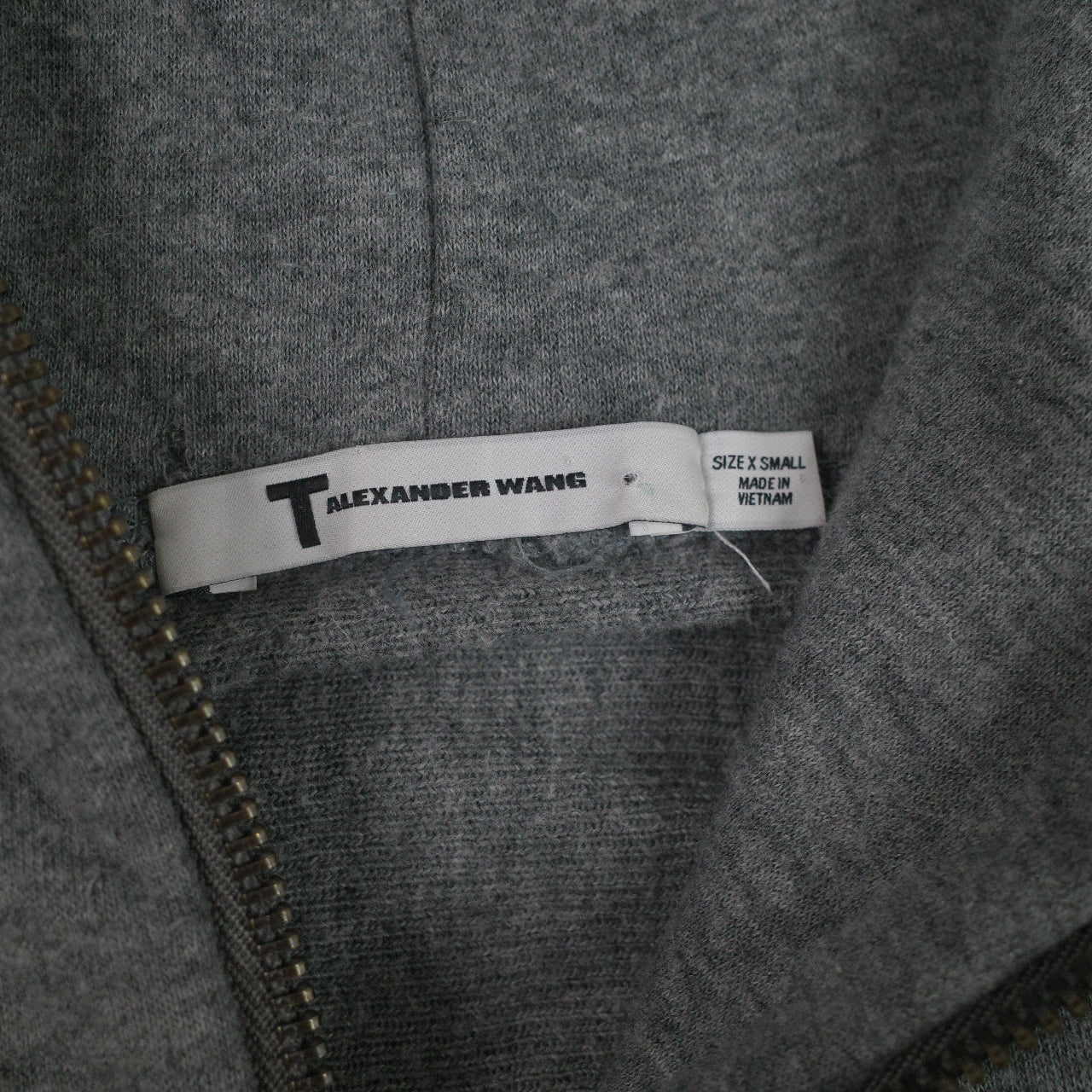 T By Alexander Wang Gray Hoodie Sweater Jacket Unhemmed Sleeves Womens Small