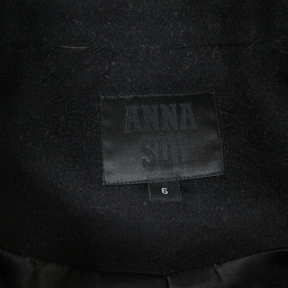 Anna Sui Black Wool Button Knee Length Coat 6