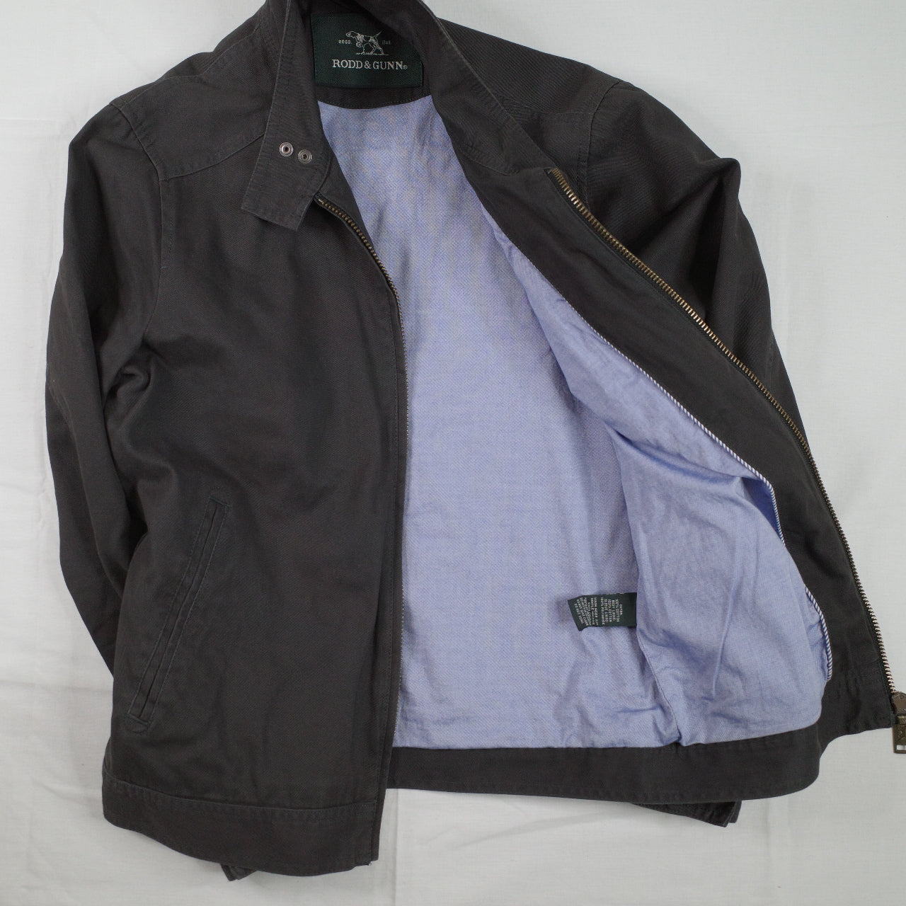 Rodd & Gunn Jacket Mens XS Pewter Cotton Armitage Full Zip Bomber