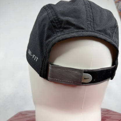 Nike Dri Fit Hat AW84 Black Pin Stripe Adjustable Back Running Cap