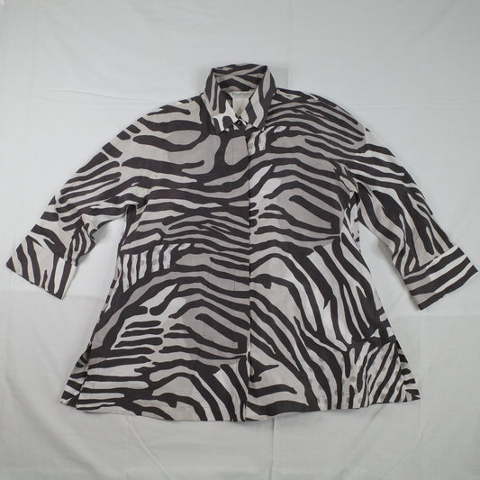 Max Mara Italy Made Zebra Long Sleeve Blouse Shirt Womens Large