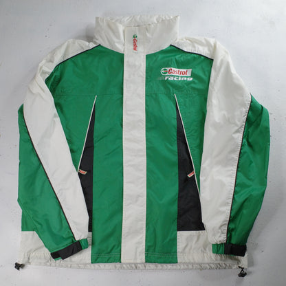 Vintage Castrol Racing Jacket Full Zip Green White Mens XL