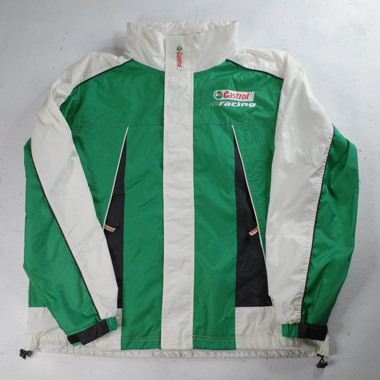 Vintage Castrol Racing Jacket Full Zip Green White Mens XL