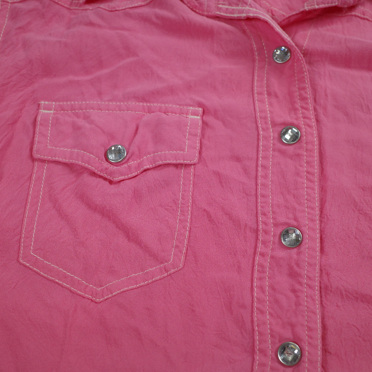 True Religion Womens Western Pink Rhinestone Button Up Long Sleeve Shirt Large