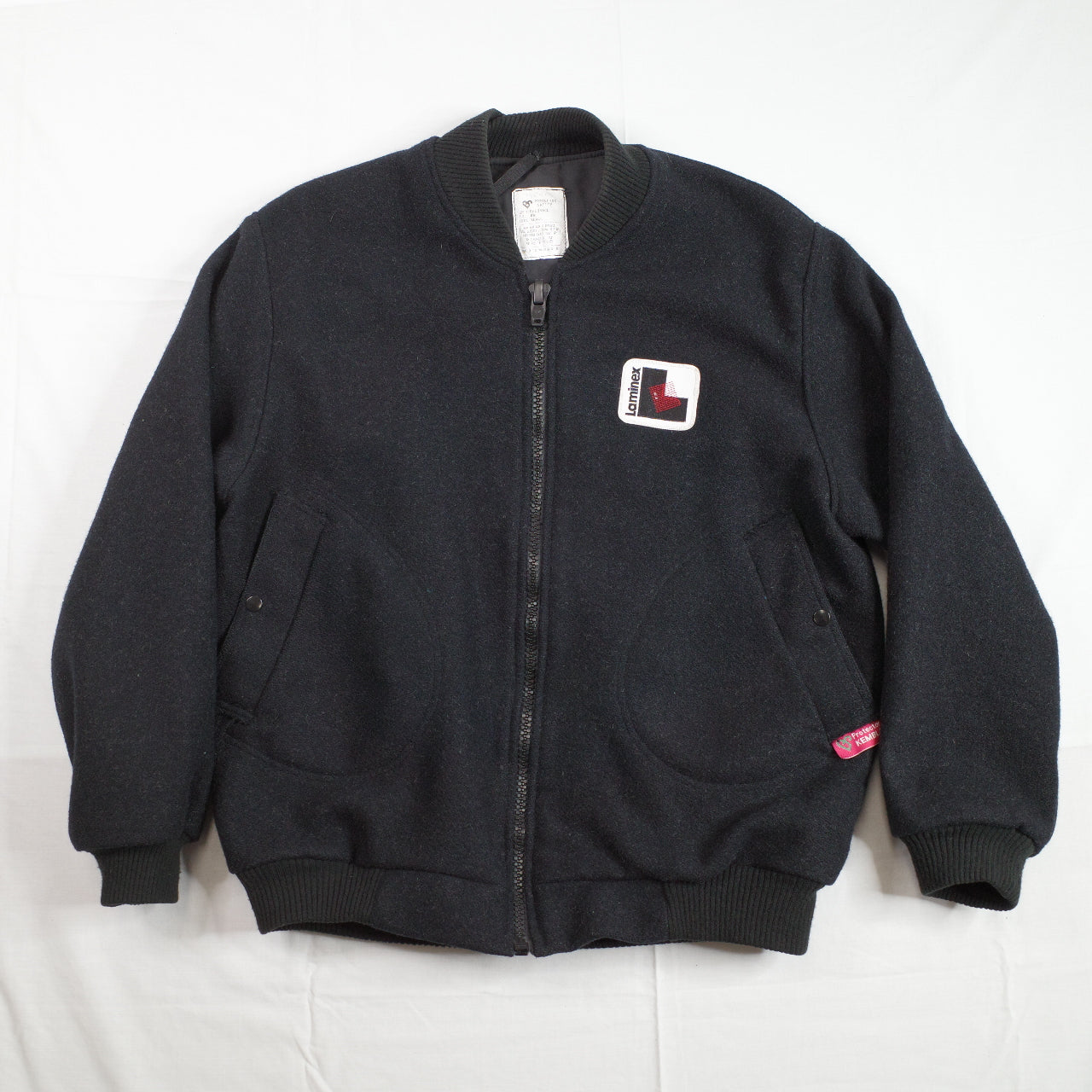Protector Kembla Mens 70s Black Wool Blend Laminex Worker Bomber Australian Made Size 80 Fits L