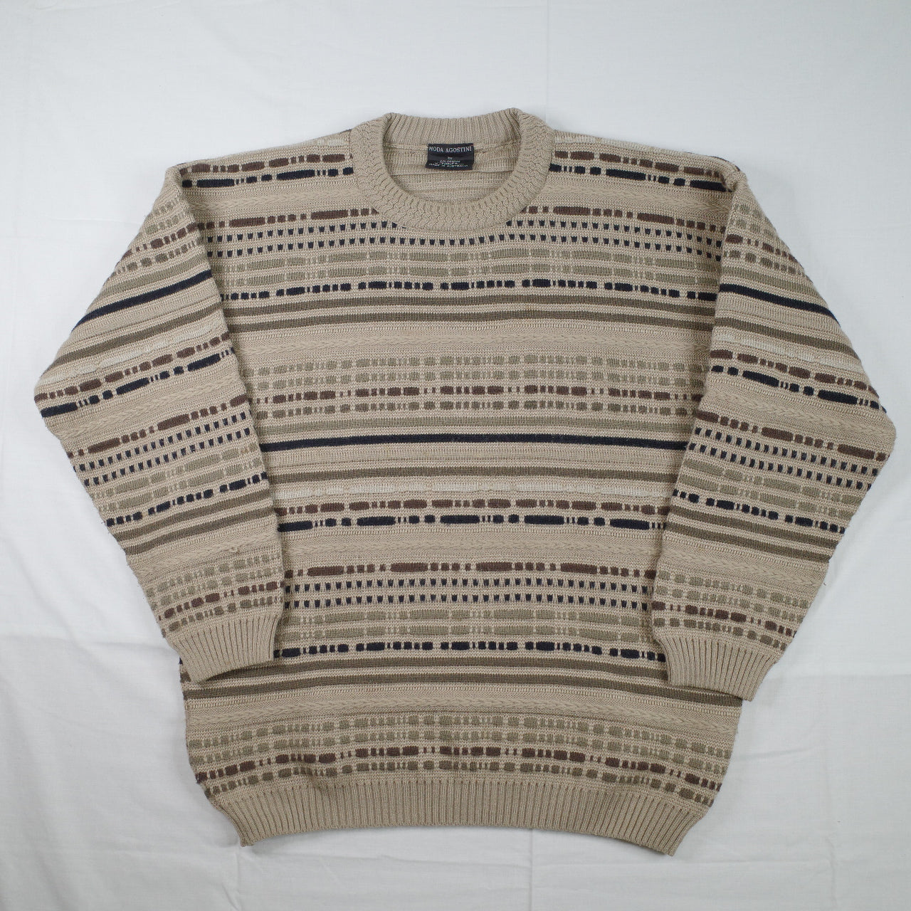 Moda Agostini 3D Knit Wool Cable Sweater Pullover Coogi Style Size 22