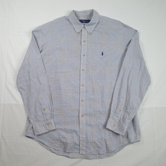 Polo Ralph Lauren Button Down Shirt Size XL Brown White Checkered - Mens
