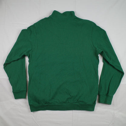 Supreme Logo Tape Stripe Green White 1/4 Zip Sweater Mens Large