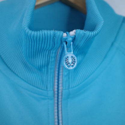 Fred Perry Track Jacket Baby Blue Twin Taped Full Zip Vinyl Details Made In Portugal Men's Large