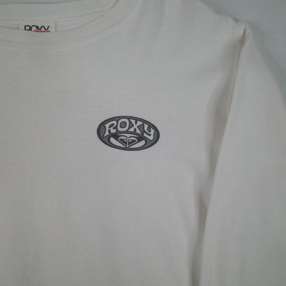Roxy White Back Print Vintage Pullover Crewneck Womens Medium