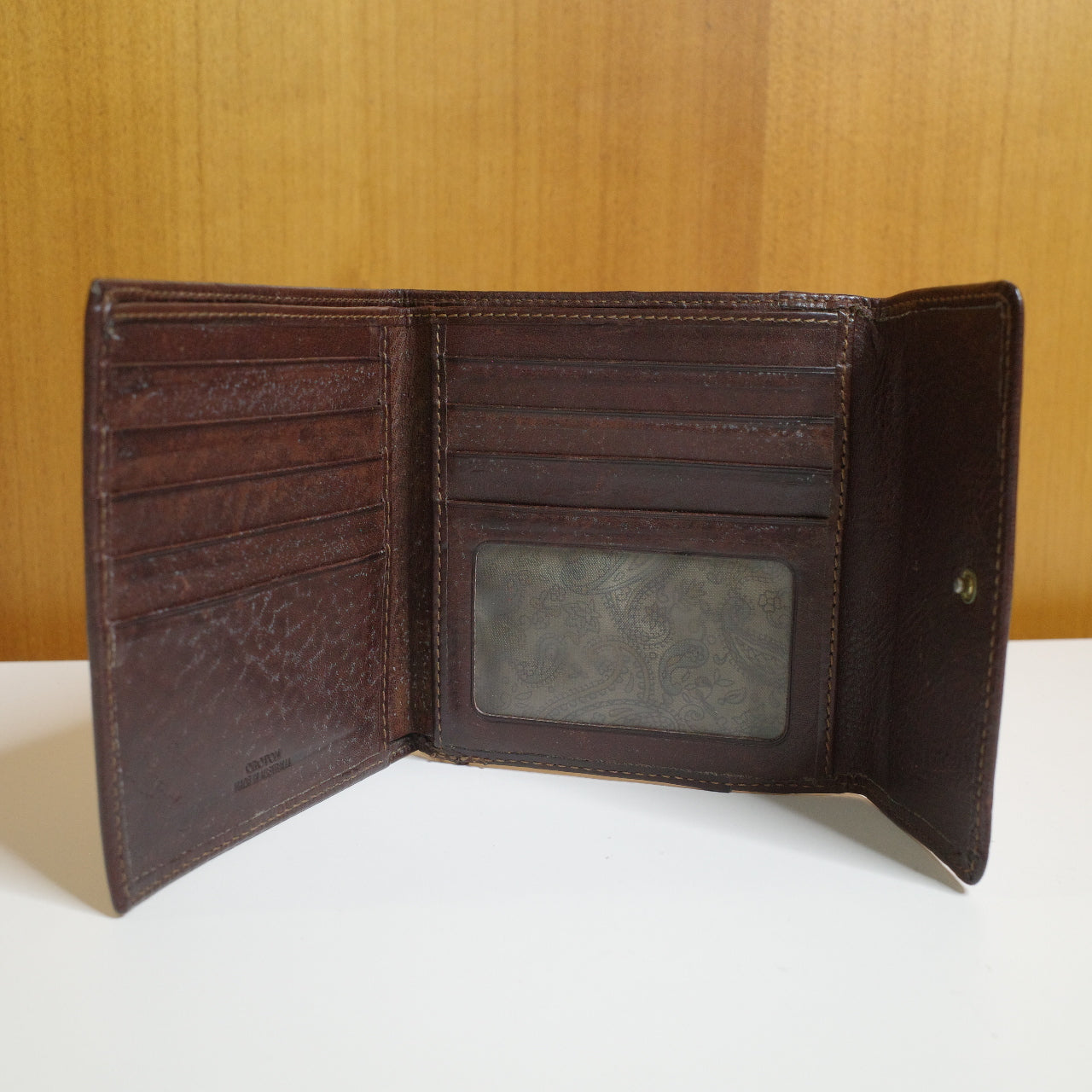 Vintage Oroton Leather Dark Tan Made In Australia Wallet