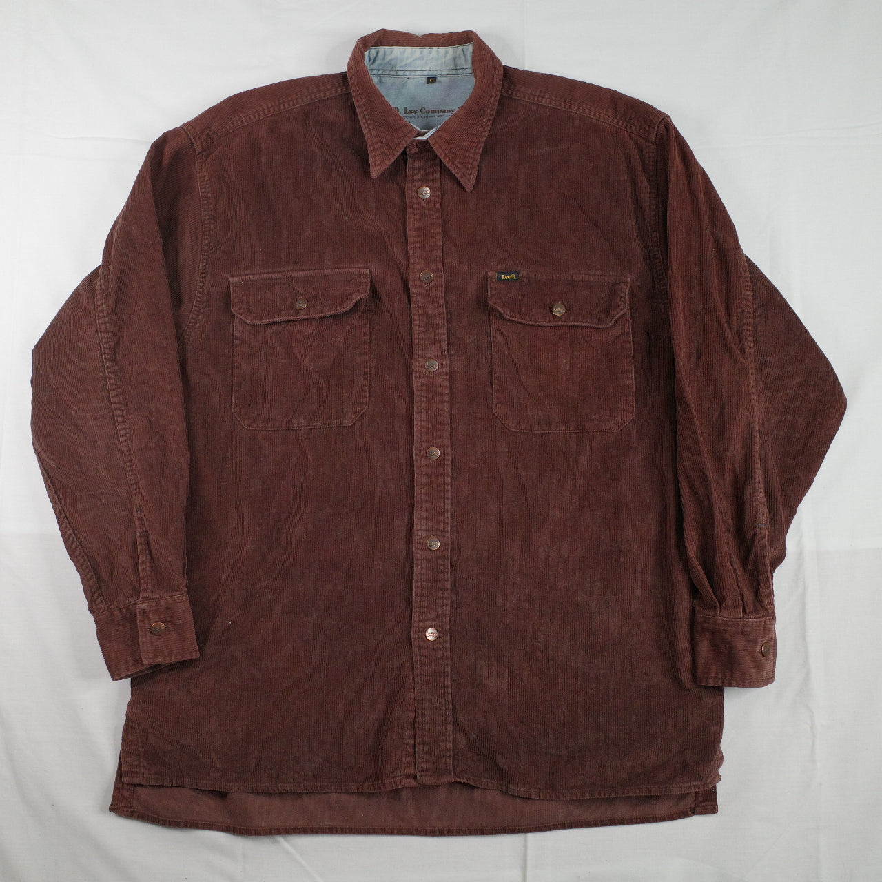 Lee Cord Button Up Long Sleeve Brown Shirt H.D Lee Company Mens Large