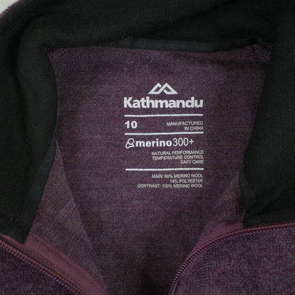 Kathmandu Merino 300+ Fleece Jacket Zip Up Hooded Womens 10