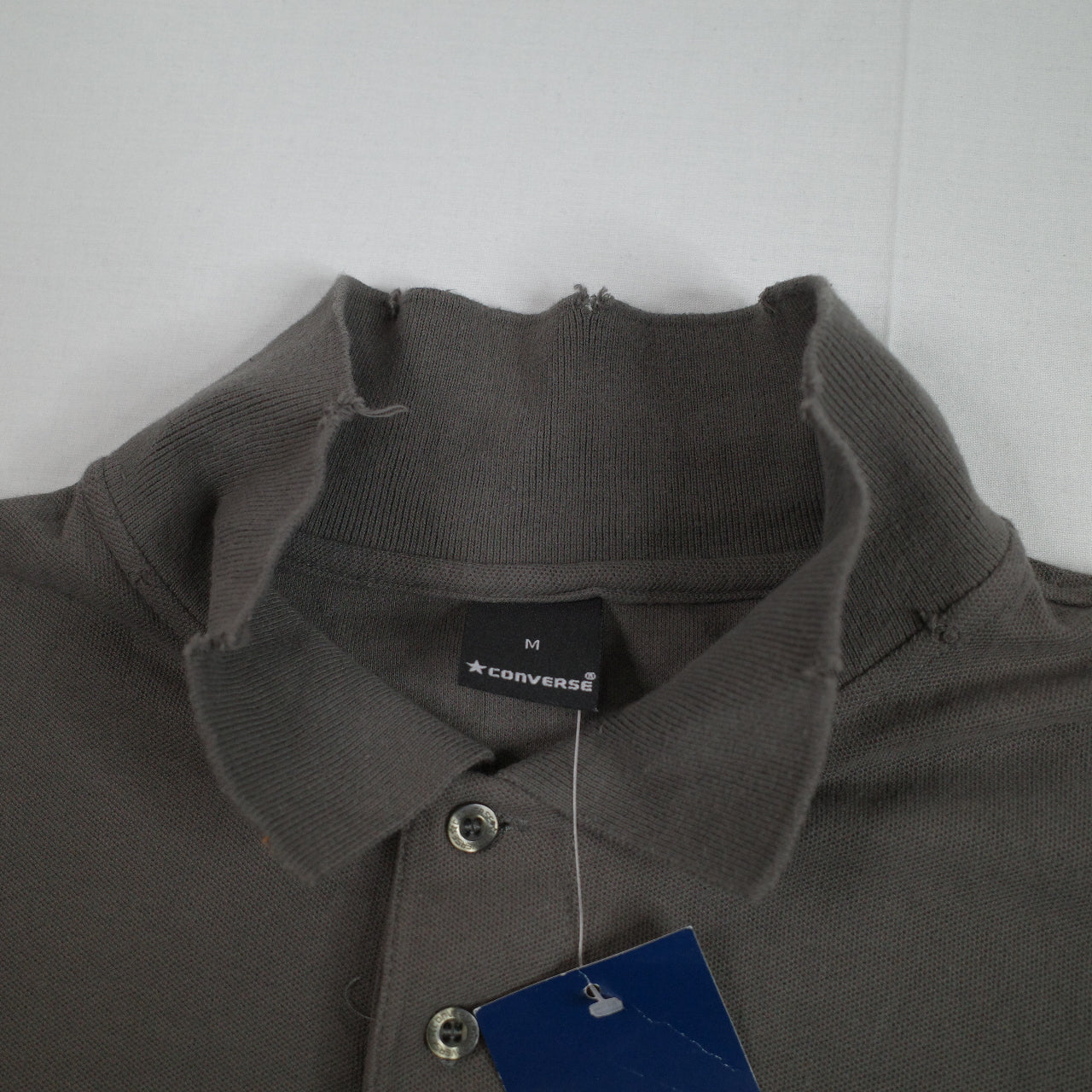 Vintage Converse Distressed Dark Grey Mens Short Sleeve Polo Medium New