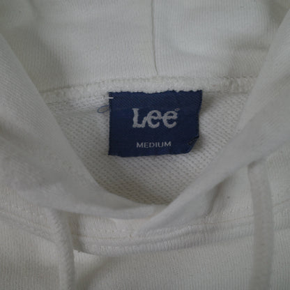 Vintage Lee 90's White Hooded Crewneck Hoodie Men's Medium