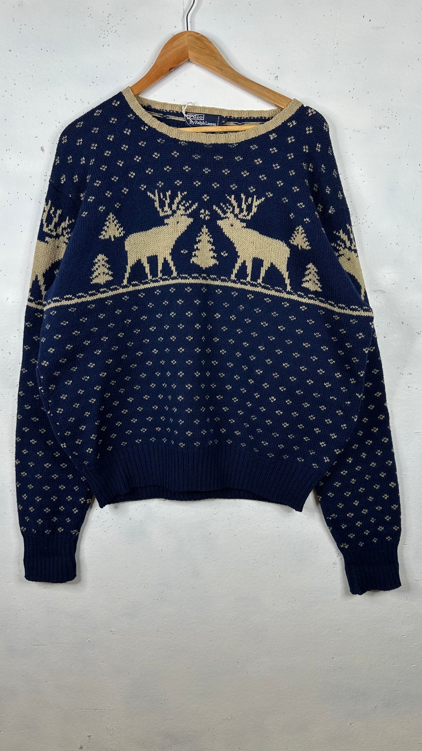 Vintage Ralph Lauren Deer Christmas Sweater (XL)