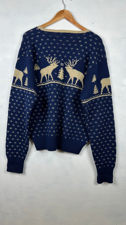 Vintage Ralph Lauren Deer Christmas Sweater (XL)