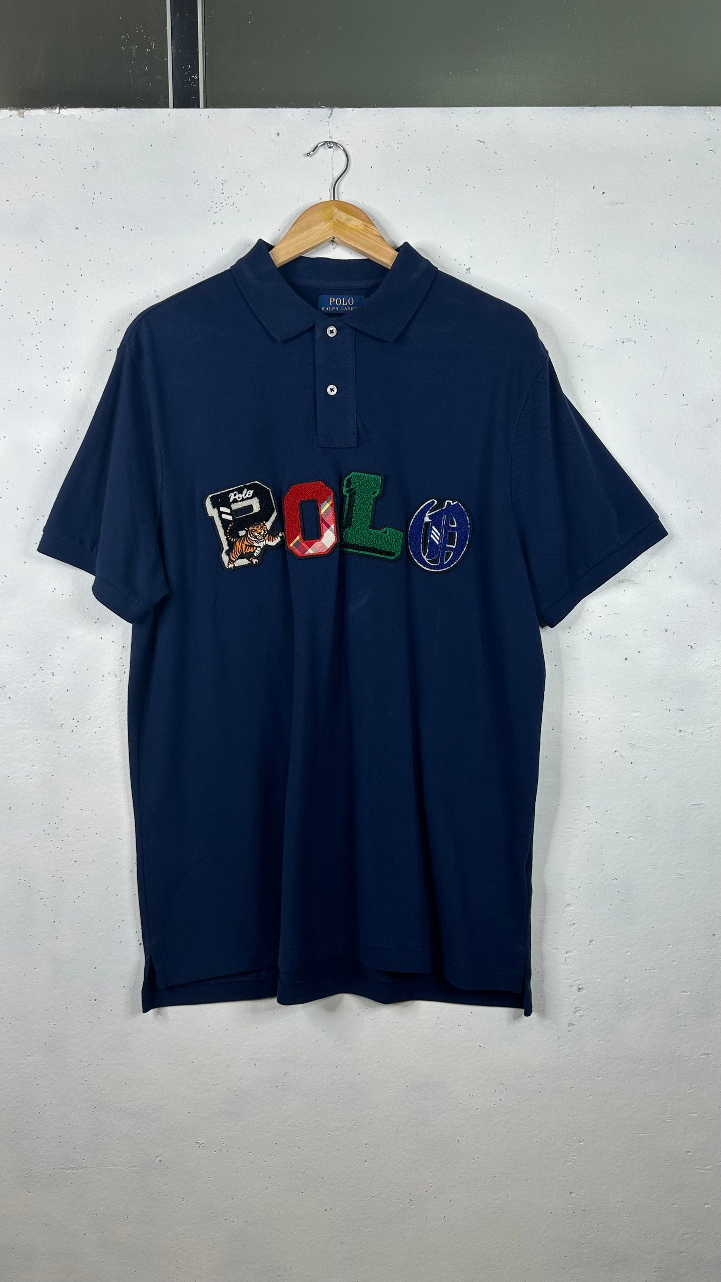 Ralph Lauren Polo Embroidered Tiger Navy Polo New (XL)