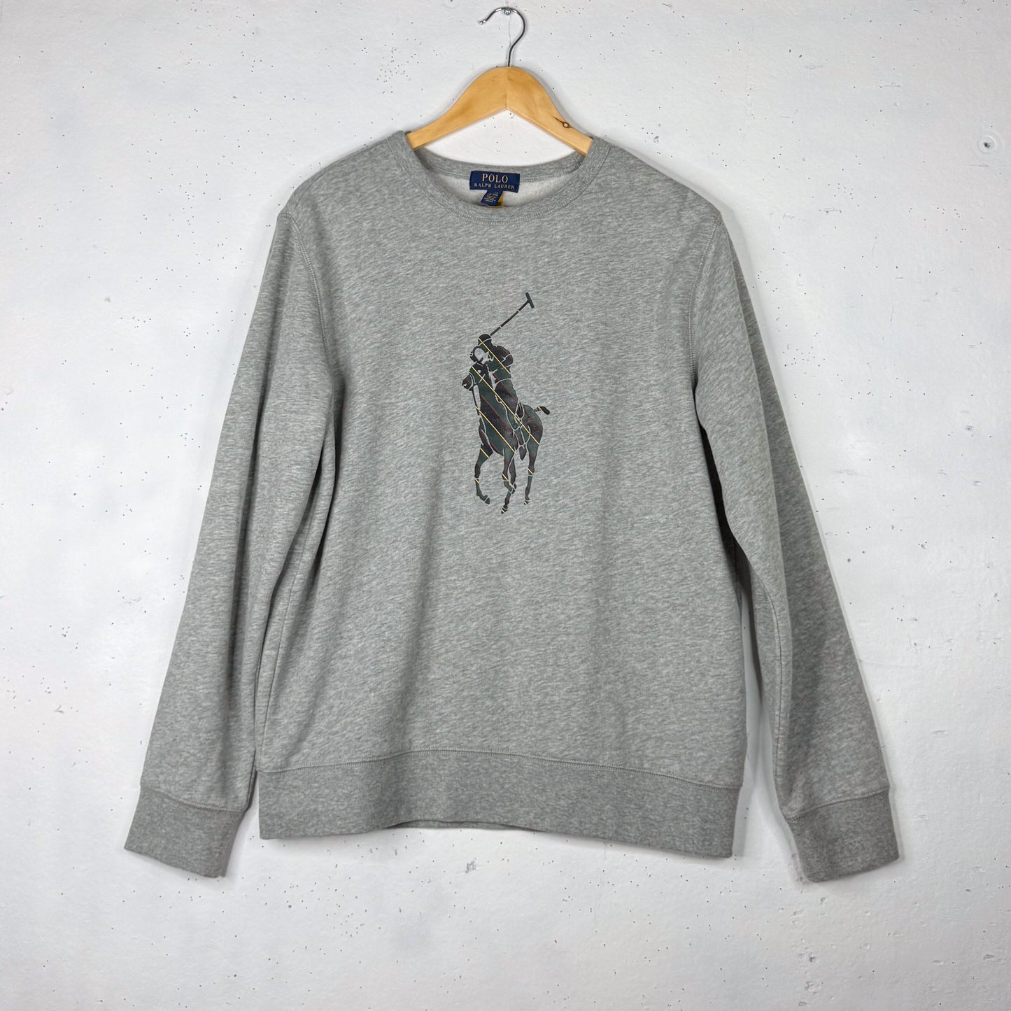 Ralph Lauren Plaid Big Pony Grey Crwewneck New (S-M)