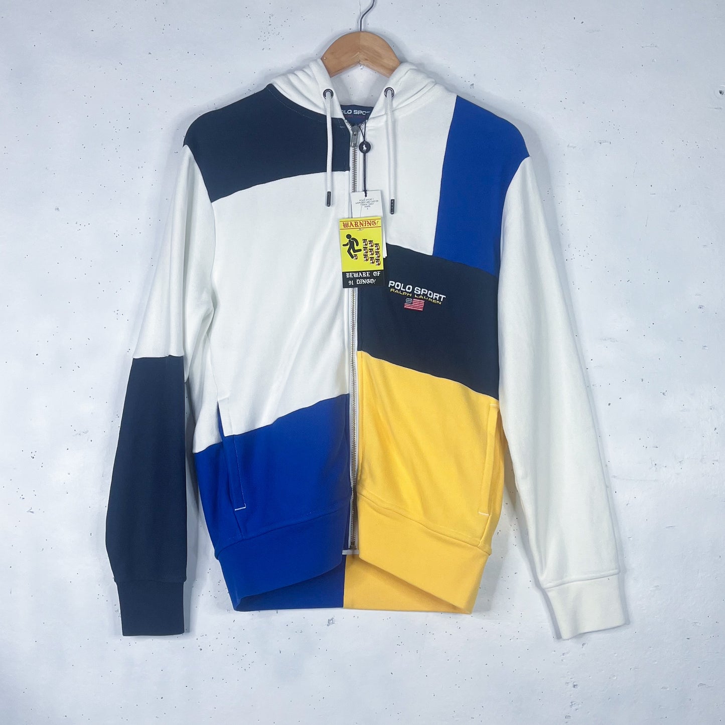 Ralph Lauren Colour Block White/Yellow/Blue Zip Hoodie (S)